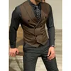 Herrdräkter skräddarsydda affärer dubbelbröst toppade lapel kostym Vest Wedding Groom Formal Casual Official Slim Fit