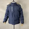 Jaquetas masculinas para baixo canadense parka inverno impermeável pano homens lobo pele wyndham jaqueta com capuz fourrure outwear peles de guaxinim casaco quente