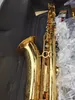 Högkvalitativ gyllene B-platt professionell tenorsaxofon mässing guld pläterad djup gravering fin mönster tenor sax jazz instrument