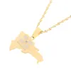 Collana con ciondolo mappa della Repubblica Dominicana per donna Gioielli color oro224k