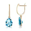 Backs Earrings Gold Color Clip For Women Classic Heart Teardrop Water Drop Shape Light Blue Stone Sapphire Jewelry Sell Trendy