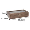 Jewelry Pouches Vintage Watch Box Wood Display Case Organizer Glass Storage 6 Slots