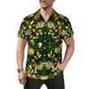 Chemises décontractées pour hommes Floral Damask Gold Black Beach Shirt Hawaiian Y2K Blouses Mâle Graphique Plus Taille