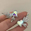 Brincos traseiros bonito cristal strass orelha manguito para mulheres na moda punk amor coração asa brinco moda colorido liga osso clipe menina jóias