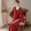 Women's Sleepwear French Court Style Long Sleeved Nightdress Velvet Autumn Winter Loose Fitting Warm Home Wear Sexy V-Neck Lace Nightgown