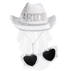 Berets Bridetobe Cowboy Hat Sungalsss Costume Set na Wedding Western Wide Rdzeń Okulowe Akcesoria dla dorosłych 2PCS