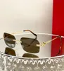 Óculos de sol de grife de luxo para homens e mulheres sem aro uv400 lentes protetoras retângulo quadrado ouro cinza moda retrô óculos design óculos legais com estojo