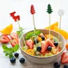 Fourchettes 100pcs mélange de cure-dents de Noël bâtonnets de fruits dessert buffet salade fourchette légumes décoration de fête