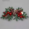 Decoratieve bloemenkransen Voorverlichte kunstkerstkrans groen sparrenwit licht dennenappel Bessentros Kerstserie 45 cm T230927