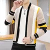 Men's Sweaters Spring Sweater Coat Leisure Fashion Striated Cardigan Jackets Youth long Sleeves Knitted 3XL 230927