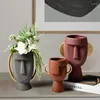 Party Favor Creative Art Vase Flower Arrangement Home Decoration Ornament Ceramic Human Face Container med öron Desk Display Furnishings