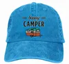 Ball Caps Adults Happy Camper Denim Caps Hiking Baseball Caps Camping Unconstructed Hats x0927
