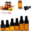 Storage Bottles & Jars 1 2 3 5 ML Refillable Tea Tree Oil Essential Perfume Container Amber Glass Dropper Bottle Liquid Pipette207h