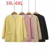 Outerwear 2023 Ladies Spring Autumn Plus Tops for Women Large Long Sleeve O-Neck Yellow Coat 3XL 4XL 5XL 6XL