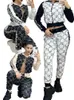 Luxe designer dames herfst- en wintersportprint mode casual broekpak met lange mouwen Y71381