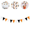 Feestdecoratie Buiten Halloween Decoraties Wimpel Oranje Zwart Wit Driehoek Vlag Herfst Banner Tuindoek Kinderkamer