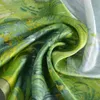 Scarves BYSIFA|Brand Blue Green Silk Scarf Bufanda Women's Fashion Green Field Design Pure100% Silk Scarf Shawl Echarpe 170*53cm 230927