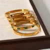 Bangle selvagem livre 18k banhado a ouro pulseiras de aço inoxidável para mulheres simples luxo zircão pulseiras na moda jóias à prova d'água 230926