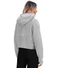 Dames Hoodies Sweatshirts Zip Up Fleece Gevoerde Kraag Crop Hoodie Casual Katoenen Lange Mouwen Tops met Duimgat 230927