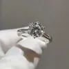 Cluster Rings Genuine 925 Silver 18k White Gold Plated D Color Moissanite Ring Briliant Cut 1 Diamond Test Passed Solitaire Stone275d