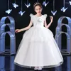 Dziewczyny sukienki elegancka haftowana sukienka księżniczka 4-12 lat koronkowa łuk długi ślub Bankiet Ball Ball występ