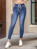 Kvinnors jeans 2023 Autumn Elastic midja Skinny mode Hög Elasticitet Slim Fit Bulifting Ankle-Length Denim Pencil Pants