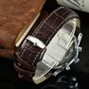 Orologi da polso Zeppelin Airship Series Orologio al quarzo da uomo d'affari in pelle con cronometraggio multifunzione a tre occhi alla moda