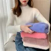 Kadın Sweaters 2023 Yarı Türbozlu Kazaklar Kadın Sağlam İhale Sweater Yumuşak Ofis Bayan Jumpers artı kadife örme üstleri H1625