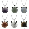 Pendant Necklaces Vintage Crystal Necklace Cat Head Shape Natural Gemstone Graduation Gift For Friends And Lovers Drop Deliv Dhgarden Dhq8C