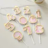 Party Supplies 0-9 Creative Cake Decoration Giltter Crown Number Happy Birthday Toppers Transparent Pink Blue Cupcake Topper Decor