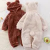 Pagliaccetti invernali per bambini morbidi peluche simpatico orso body addensare nati ragazza pagliaccetti ragazzo tuta manica lunga tuta calda per bambini per 0-3 anni 230926