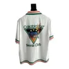 23ss Casablanca chemise hawaïenne pyramide tennis rayure imprimé mince style américain chemise ample coupe décontractée casablanc