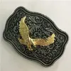 1 datorer Blomma mönster Golden Eagle Western Belt Buckle For Man Hebillas Cinturon Belt Cowboy Buckles Fit 4cm breda bälten275a