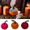 Decorative Flowers 10cm Halloween Pumpkin Ornament Handmade Velvet Pumpkins Soft Stuffed Foam Harvest Thanksgiving Centerpiece Decorations