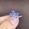 Anelli a grappolo Anello con tanzanite reale e naturale R925 Matrimonio in argento sterling di alta moda