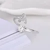 Cluster Rings 925 Sterling Silver Female Fashion Cute Ring Finger White Zircon Light Smooth Cricle for Women Girl Party Jewelry