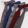 PEORCHID Navy Skinny Men's Knitted Tie Slim Cut Gray Wine Red Knitting Blue Necktie Wedding Tie Groomsmen Gift Cravatte Uomo1285J