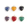 Hänge halsband 10 datorer hjärtform fasetterad slumpmässig helande kristallsten hängen agat charms för att göra smycken halsband gåva