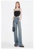 Женские джинсы Harajuku, винтажные свободные брюки с разрезом для улицы, осень 2023, осень-лето 2023, широкие мешковатые синие джинсовые брюки Y2K