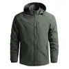 Utomhusjackor huvtröjor Spring och Autumn Thin Solid Color Hooded Work Clothes Militär Fritid Traveljacka Män som klättrar fiske slitage 230926