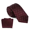 Neck Ties Tailor Smith Polka Dot Necktie Pocket Square Set Designer Luxury Burgundy Tie Hankerchief Handmade Pure Silk Cravat Neckwear 231013