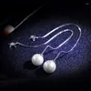 Orecchini a bottone Elegante linea di orecchie di perle imitazione per le donne Matrimonio Punk Star Colore argento Nappa lunga Ciondola Bar Gioielli di dichiarazione