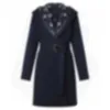 Women's Wool & Blends Designer Classic Navy Collar Wrap Letter Printed Hooded Cashmere Coat R61O