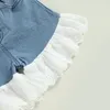 Ensembles de vêtements 0-5 ans bébé filles vêtements d'été 2023 nouveaux enfants sans manches débardeurs + shorts en dentelle enfants tenues en denim 230927