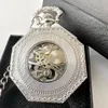 Wytłoczony pusty zegarek mechaniczny Octagon Silver Roman Mechanical Pocket Watches