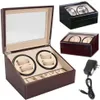6 4 Automatische Uhrenbeweger Box PU Leder Uhrenbeweger Aufbewahrungsbox Sammlung Display Doppelkopf Stiller Motor249y