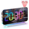 Desk tabellklockor Projektionsvattenklocka 11 Färger Byt RGB Digital Dual med snooze USB -laddningsport 5 Dimmer för tonåringar Vuxna sovrum 230921