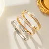 Bangle 316L Stainless Steel Simplicity Natural Seashells Zircon Bracelets Ladies Fashion Trend High Jewelry Accessories Party Gift