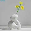 Vaser Joylive Nordic White Vase Simple Art Plant Pot Home Decor Dried Flower ArrangentLiving Room Desktop Decoration Accessories 230921