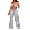 Vrouwen Jeans 2023 Plus Size Casual Denim Ripped Wassen Broek Set Harajuku Vintage Y2k Streetwear Pantalones De Mujer